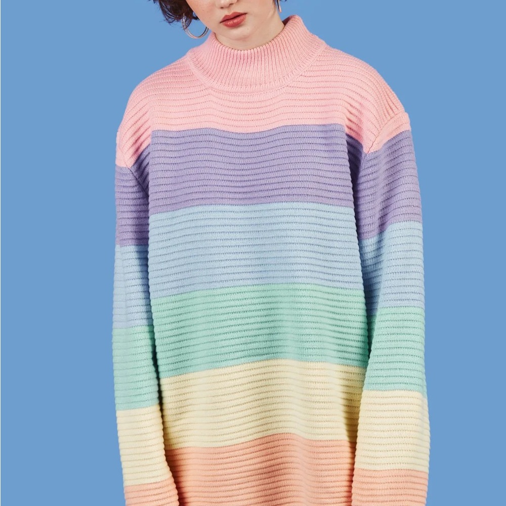UNIF Pastel Rainbow Striped Sweater